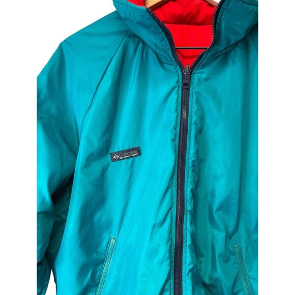 Vintage 1990s COLUMBIA Thinsulate Reversible Puffer Jacket Red Teal Men’s Large - Picture 7 of 16